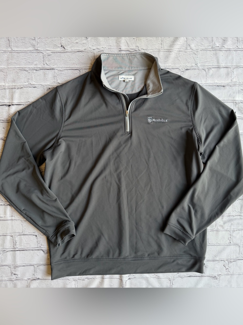 Peter Millar Men’s Golf 1/4 Zip Sweatshirt Size Large Gray Montreux Switzerland